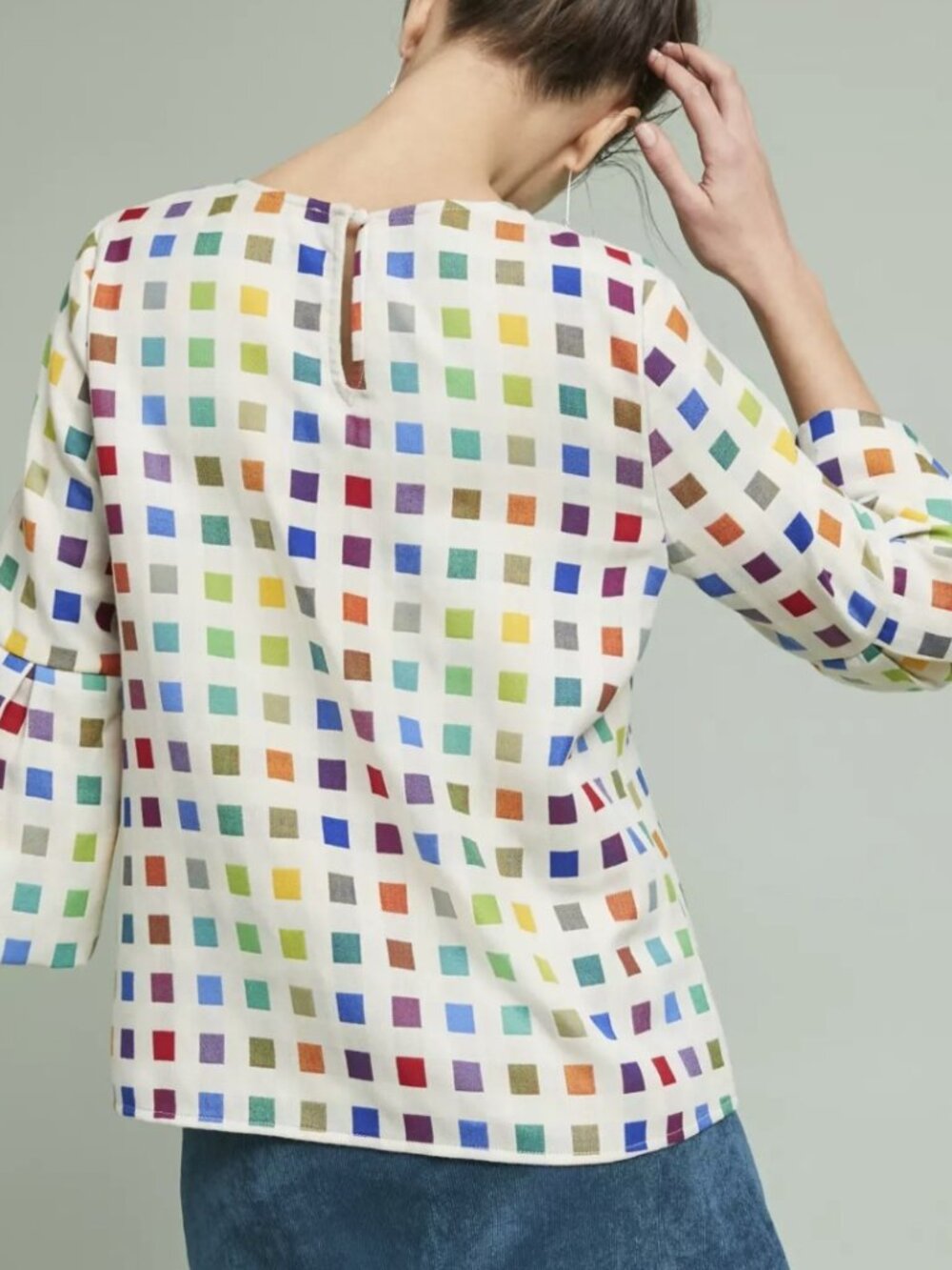 NWT Anthropologie Mondrian Ruffle Sleeve Top (size XS) - Picture 3 of 8